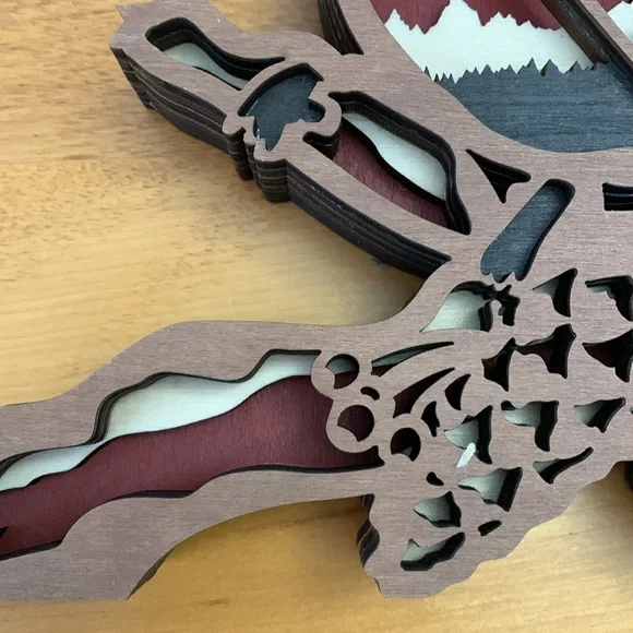 Rustic Wood Cardinal Bird Home Decor Statue Layered Wood Art EUC - Picture 4 of 7